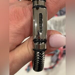 Men's Black Diamond Bracelet in Nylon and Stainless Steel (1/10 ct. t.w.)